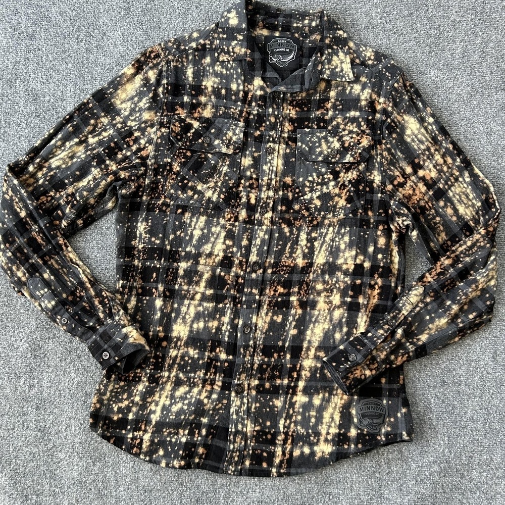 Angry Minnow Vintage Shirt Womens Small Black Bleached Flannel Wild Women Dance - Picture 2 of 12